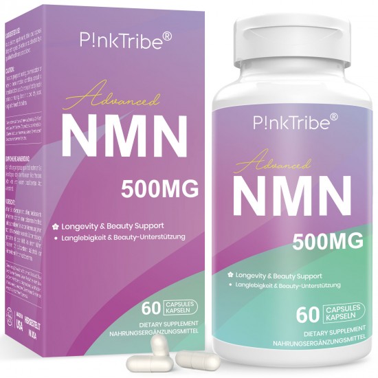 P!nkTribe NMN Capsules,NAD+ Supplement 750mg Contains All 5 Ingredients in 1 Capsule,NMN Nicotinamide Mononucleotide 500mg with Collagen Peptides P!nkTribe NMN Capsules,NAD+ Supplement 750mg Contains All 5 Ingredients in 1 Capsule,NMN Nicotinamide Mononucleotide 500mg with Collagen Peptides